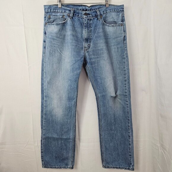 Levi's Other - Levis 505 Jeans Mens Tag 38x30 Act 37x29 Blue Distressed Stright Leg Denim